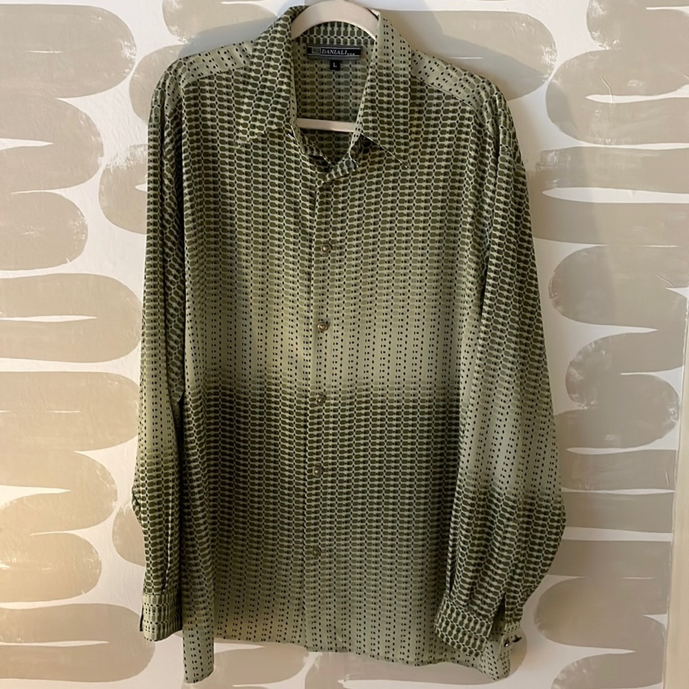Geometric long sleeve button up shirt
